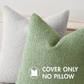 MIULEE Set of 2 Sage Green Throw Pillow Covers 20x20 Inch Decorative Couch Pillow Covers Textured Boucle Accent Solid Pillow Cases Soft for Cushion Chair Sofa Bedroom Livingroom Home Decor