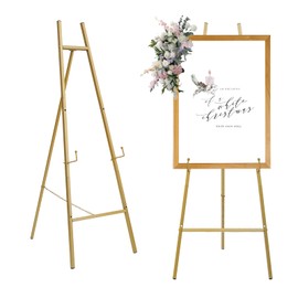 Heavy Duty Large Easel Stand for Mirror Display Wedding Sign(Gold 58'')