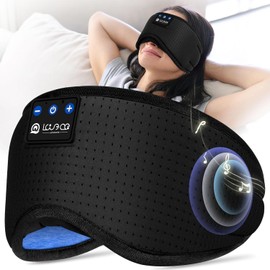 LOVE EYE Bluetooth Sleep Mask for Side Sleepers, Ultra Slim Headphones, Lightproof & Washable, Adjustable, Breathable, for Travel & Relaxation (Black, with Ventilation Holes)