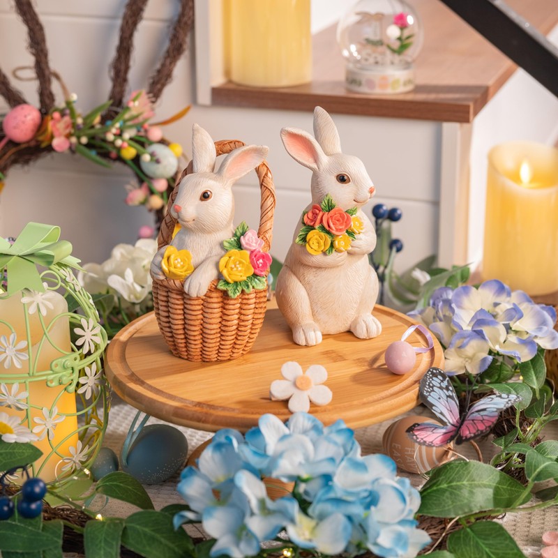 Valery Madelyn Rabbit Garden Ornaments Outdoor Set of 2, Bunny
