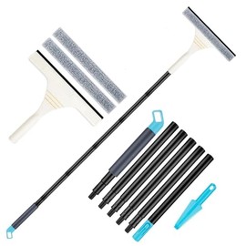 Limpiador de Ventanas, Jalador para Vidrios 2 en 1 con Barra de Extensión, Herramientas Escobilla de Ventana 62 Pulgadas con Cabezal Flexible y Escobilla de Limpieza para Bano, Interiores, Exteriores