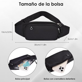Riñonera Deportiva Impermeable, Multifuncional con Cremallera(Negro)