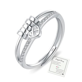 Fidget Rings for Women-Sterling Silver Ring,Fidget Ring-Silver Rings for Women,Fidget Rings for Women-Adjustable Heart Rings Women Spinner Beads Rings Gift for Daughter Her