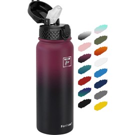 Fanhaw 20 Oz Stainless Steel Insulated Sports Water Bottles with Straw for Kids, Men and Women (Red Black)