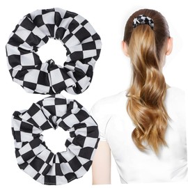 PACKOVE 2 Pcs Checkered Elastic Hair Ties for Women Soft Ponytail Holders with Chessboard Pattern Gentle Hair Comfortable Scrunchies for Daily Style and Party Accessories
