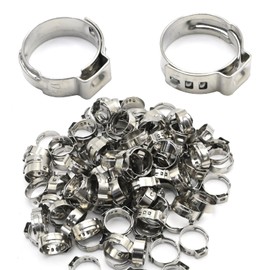 EATAKWARD 1/2 Inch Pex Crimp Ring, 100 Pack Pex Fitting Clamps Pinch Ring, 304 Stainless Steel Clamps Pinch Ring for PEX Tubing Fittings Connection