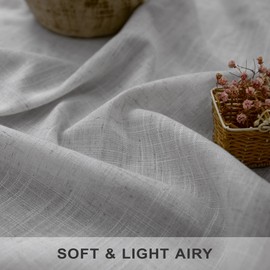 Light Grey Living Room Curtains 84 Inch Length 2 Panels Back Tab Pocket Light Filtering Drape Soft Linen Cotton Texture Semi Sheer Silver Dove Gray Curtain for Bedroom Modern Farmhouse Decor 7 FT Long