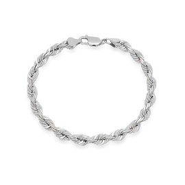 Verona Jewelers Mens Italian 925 Sterling Silver Damond Cut Rope Chain Necklace, 5MM, 6MM, 7.5MM,8.5MM- Mens Rope Chain, Sterling Silver Rope Chain Necklace For Men, Mens Rope Chain Bracelet