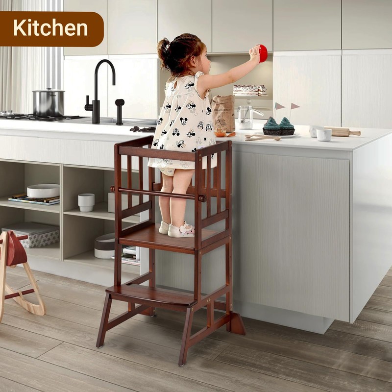 COSYLAND Toddler Standing Tower - Adjustable Height Toddler Kitchen Stool
