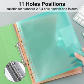 24PCS Binder Pocket Plastic File Folder A4 Waterproof Binder Folders with Pockets for Documents and Snap Button for School Home Work Office,6 Colors