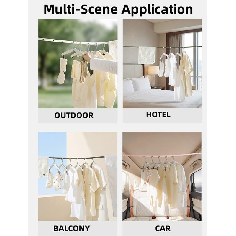 3.5M Adjustable Nylon Washing Line, Wide Webbing Clothes Rope with