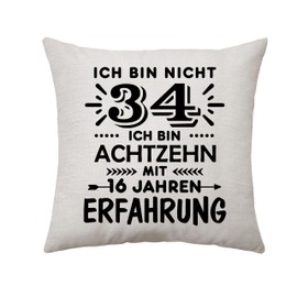 34 Years Birthday Decorations Birthday Gifts Pillow Cover Gifts for 34 Year Old Women Men Throw Pillow Cover for 34th Birthday Gifts (34th)