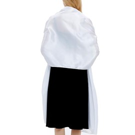 Scarves and Wraps for Women Evening Dresses Satin Scarf Extra Long Wedding Bridal Party Bright Stole, White