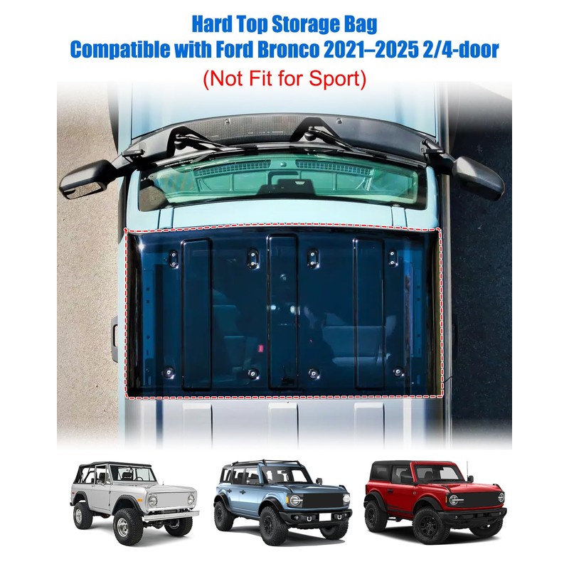 Front Hard Top Storage Bag Compatible with Ford Bronco 2/4