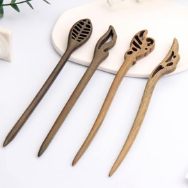 4 Pieces Wooden Hair Sticks Japanese Hair Chopstick for Women Bun Maker, Chinese Chopstick Hair Pins for Women Long Hair Handmade Chignon Maker Hair Accessories