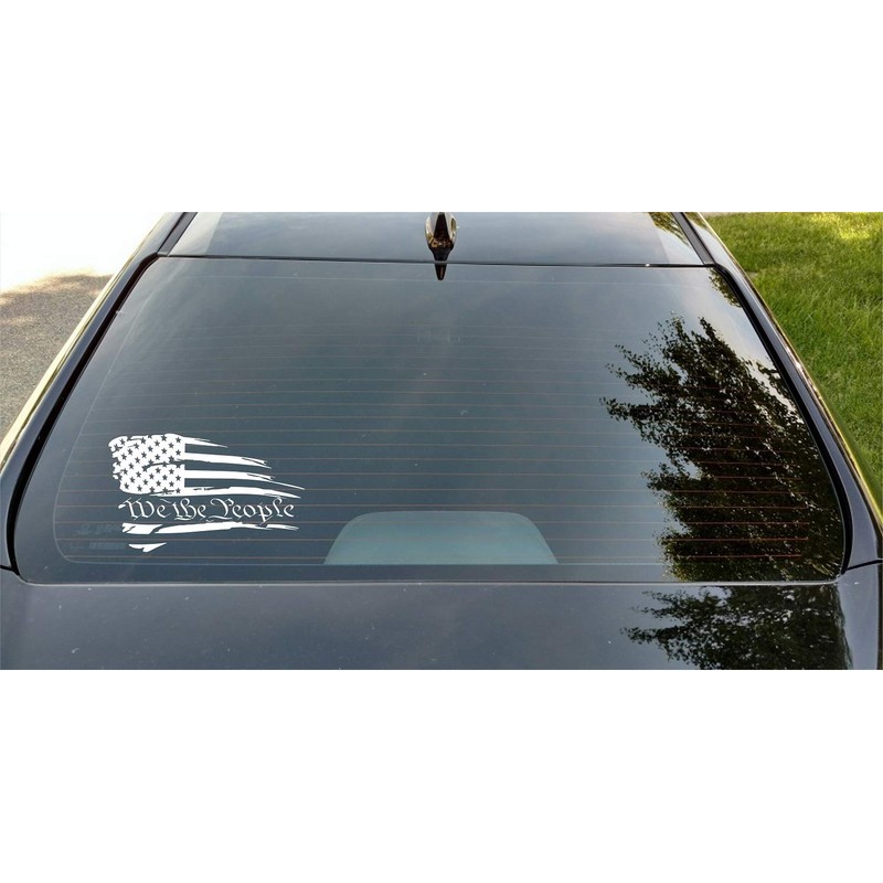 Distressed American Flag We The People Patriotic Vehicle Decal Sticker