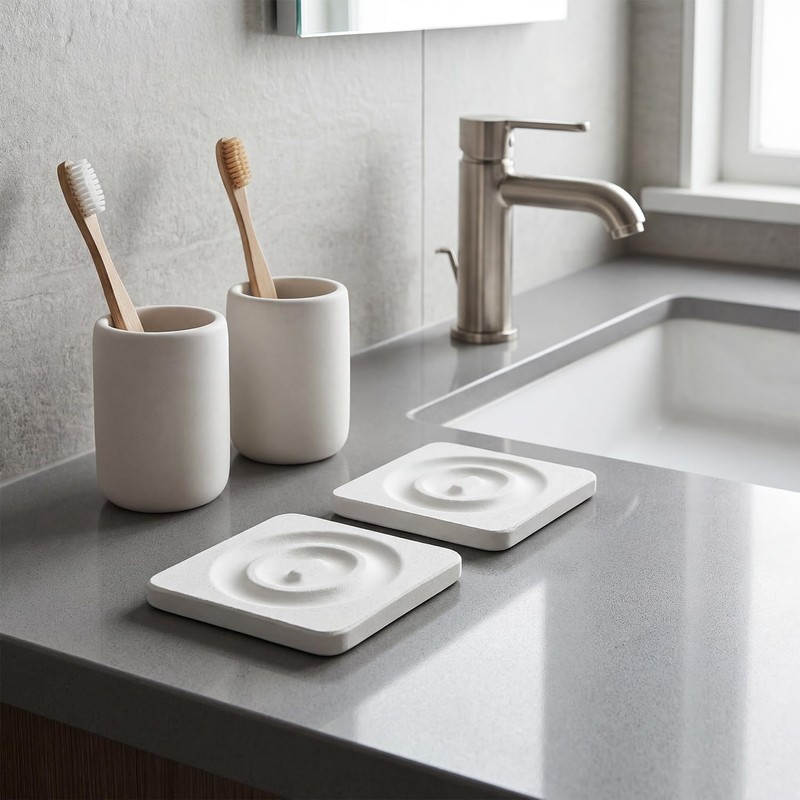 6 PCS Water Absorbing Stone Tray for Sink, 4" X