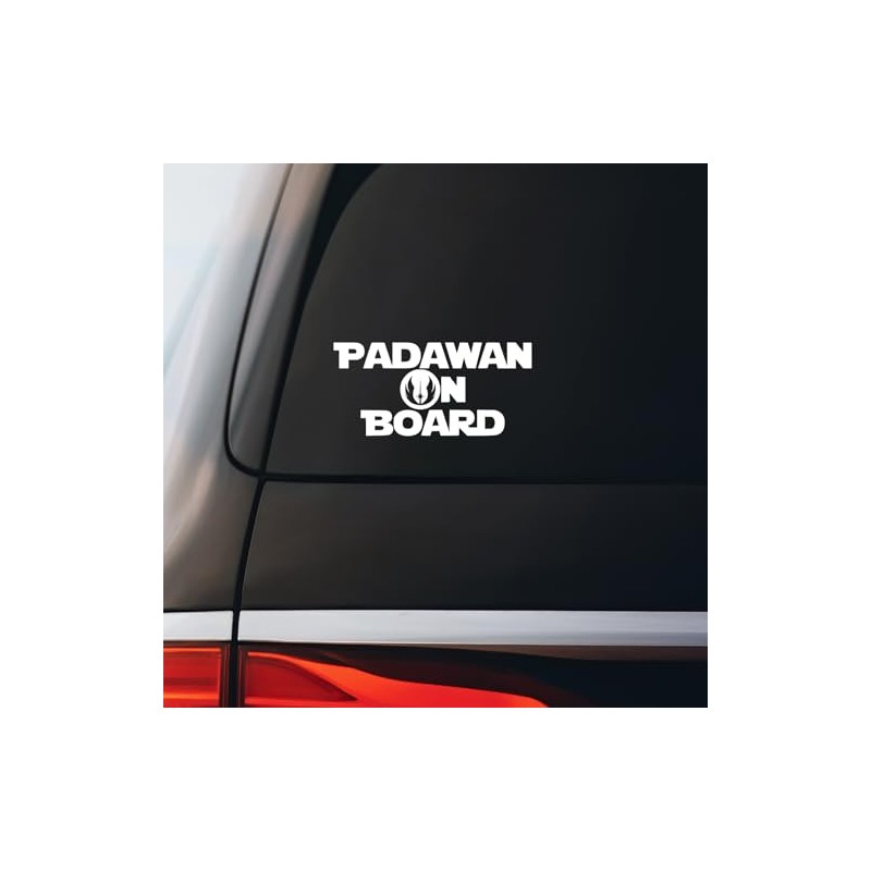SW Padawan On Board Decal Notebook Car Laptop 5.5"x2.5" (White)