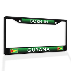 Metal Insert License Plate Frame Born in Guyana Weatherproof Car Accessories Black 2 Holes Solid Insert
