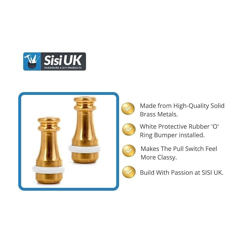 2x Solid Brass Cord Pull Weights Roman Blind with Rubber