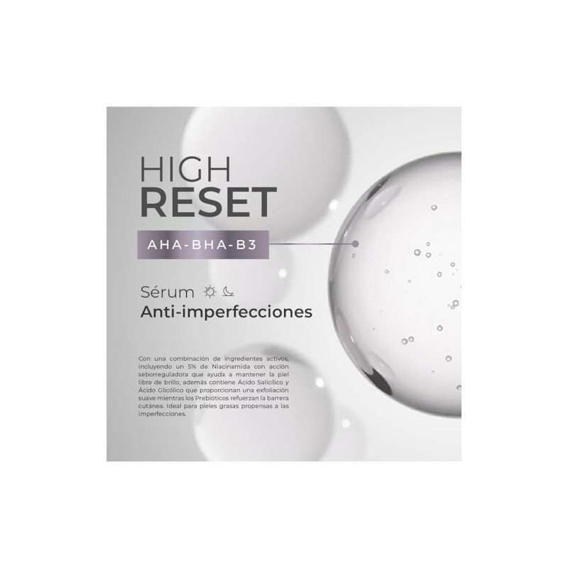 Sérum Anti-imperfecciones High Reset Seborregulador AHA BHA Grasa Anti Acné