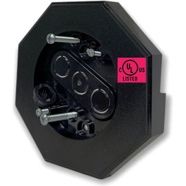 iMBAPrice 8141-BK UL Listed Black Siding Mounting Block with Built-in Electrical Box – Vertical Octagon Light Fixture Mounting Plate for 1/2-Inch Lap Siding, 1-Pack