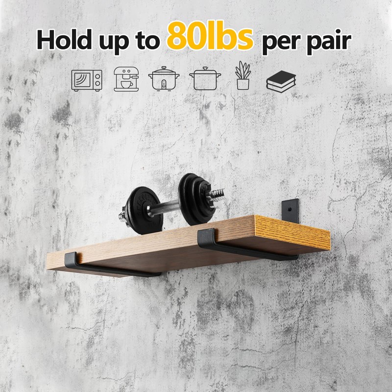 6-Pack Heavy Duty J-Shaped Shelf Brackets with Lip, 9-Inch Industrial