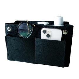 BMZXCH Bag Organizer, Taschenorganizer Filz Innentaschen für Handtaschen, Innentasche für Handtaschen mit Mehreren Fächern, Einsatz Handtasche Organizer für Handtaschen (Schwarz, 24x15x8 cm)