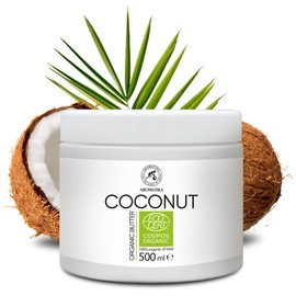 Organic Body Butter Coconut Oil 500 g - Cocos Nucifera - Organic Coconut Butter - Cold Pressed - 100% Pure Coconut Body Butter - Unrefined - Natural Care for Body and Hair - Moisturiser