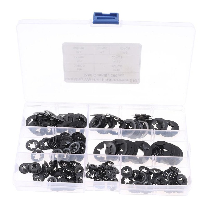 Fudeshe 260pcs 7 size Internal Tooth Star Lock Washers,Push Nuts