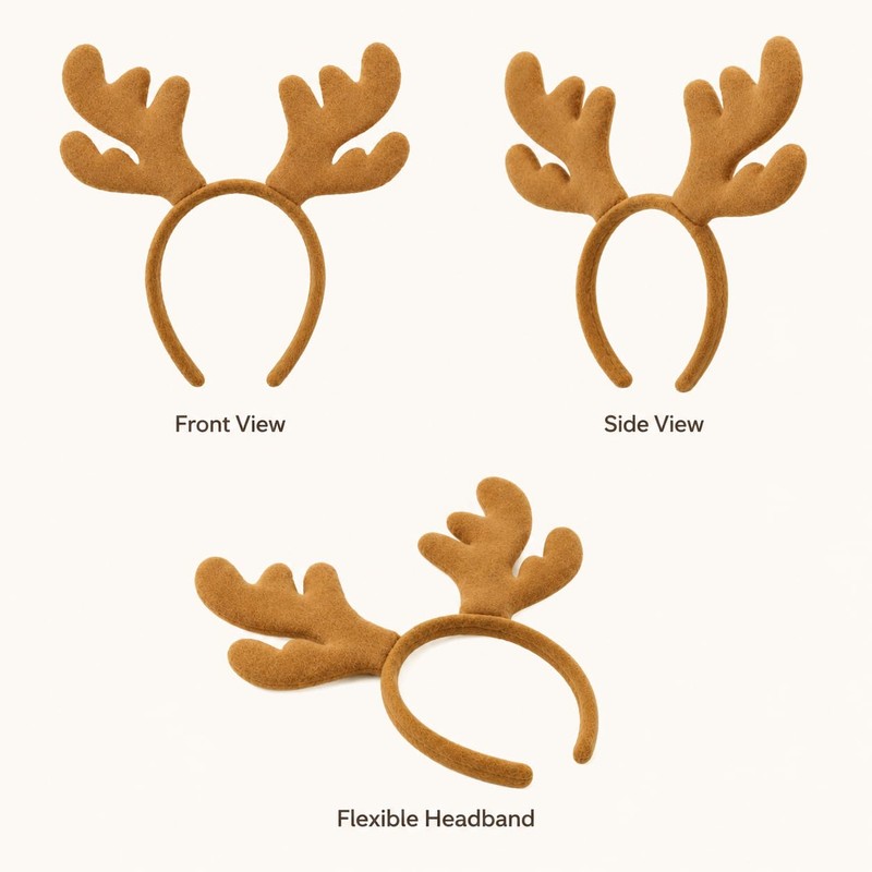 Plush Reindeer Antlers Headband Christmas Holiday Party Accessory