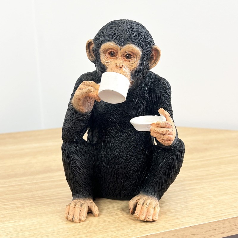 Alfie Francis 17.5cm Tall Cheeky Tea Drinking Monkey Ornament Figurine