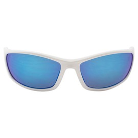 Optic Edge Overdrive Sports & Motorcycle Sunglasses for Men or Women White Frame w/Dielectric Blue Mirror Lens