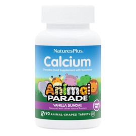 Nature's Plus NaturesPlus Animal Parade Children's Calcium Sugar-Free - Chewable Calcium and Magnesium Formula for Kids - Vanilla Sundae Flavour, Vegan, Gluten Free - 90 Animal Shaped Tablets
