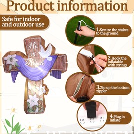 VIHOSE Valentine's Day Blow Up Yard Decorations 4.27 Ft Mardi Gras Inflatable Decor LED Lights Inflatable Decoration for Romantic Party Wedding Carnival Night Patio Yard(Cross)