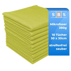 SBS Microfibre Cloths Pack of 10 | 30 x 30 cm | Yellow | Washable | for Household, Car, Motorcycle etc. | Cleaning Cloths | Polishing Cloths | Household Cloths | Dust Cloth