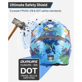 Oumurs DOT Youth Dirt Bike Helmet with Goggles & Gloves for 8-18 Years Old, Kid ATV Helmets for Youth Boys Girls, Four Wheeler Helmet Motocross BMX MX ATV UTV Offroad Street Go Kart Riding Dirt Bike