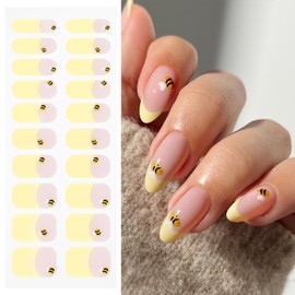 JMEOWIO Nagelfolie UV Härtend Bienengelber French Tip UV Gel Nail Strips Nagelsticker Nagelaufkleber Nail Art Dekoration Nageldesign Zubehör