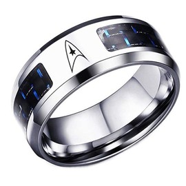 Star Scifi Trek Original Command Symbol Blue Carbon Finger Ring (12)