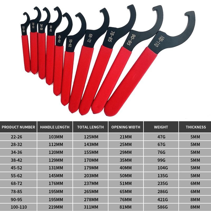 Socpuro 10Pcs Coilover Spanner Wrench Set, Universal Shock Spanner Hook