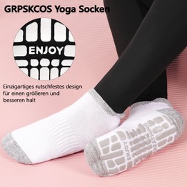 GRPSKCOS Yoga Socks Women's 4 Pairs Pilates Socks Stopper Socks Women's Non-Slip Socks for Yoga, Barre, Hospital, Dance 35-43, 01 Black+Grey+Pink+Purple, 40-43