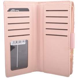 Ladies Teddy Bear with Zip and Removable Strap for Credit Cards and Money, RFID Wallet, Pink - Dusty Pink, One Size, Pink - Dusty Pink