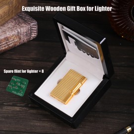 Classic Brass Lighter Luxury Exquisitely Carved Vintage Side Slide Ignition Butane Lighter, Refillable for Men, Dad, Husband, Unique Collectible (Silver)