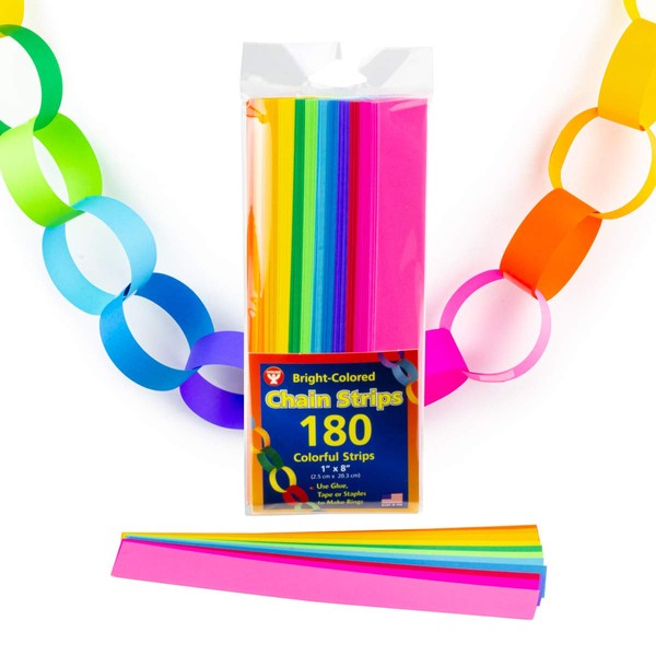 Mighty Bright Paper Chain Strips 1"X8" 180/Pkg-Assorted Colors