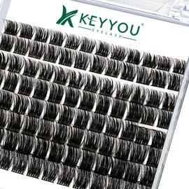 Lash Clusters 96pcs Individual Lashes D Curl 8-16MIX Eyelash Clusters KEYYOU Volume Wispy Lash Extension Soft&Comfortable Easy DIY at Home(Y12,D-8-16MIX)