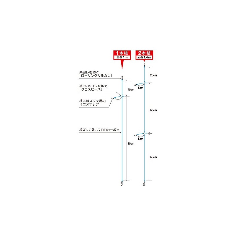 DUEL E1367 Fluoro Line No. 2 Squid Leader, 2 Branches,