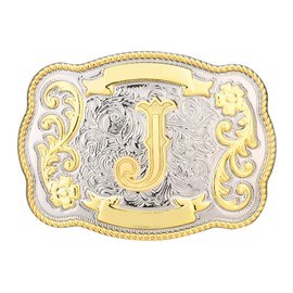 HLYMPONY Belt Buckle Men Western Cowboy Cowgirl Rodeo Vintage Initial Letter ABCDMRJ to Z Belt Buckles for Women (J)