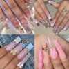 Nail Charms,12 Grids Gold Bow Manicure Kit, 3D Metal Cute
