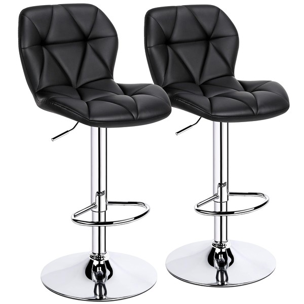 Yaheetech Height Adjustable Swivel Bar Stools Modern PU Leather Counter