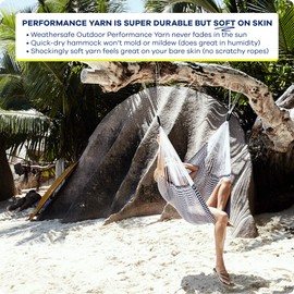 Yellow Leaf Hammocks - “St. Lucia” Hammock, Hanging Chair Hammock Swing, Fits 1 Person (330 lbs), Neon Green, Blue & Turquoise, Handwoven, Shareable, Weathersafe Hammocks